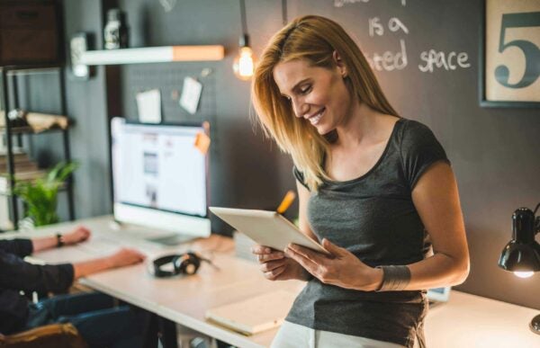 woman checking credit score