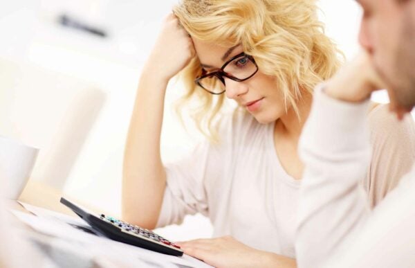 woman checking credit score