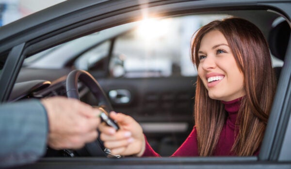 woman in car