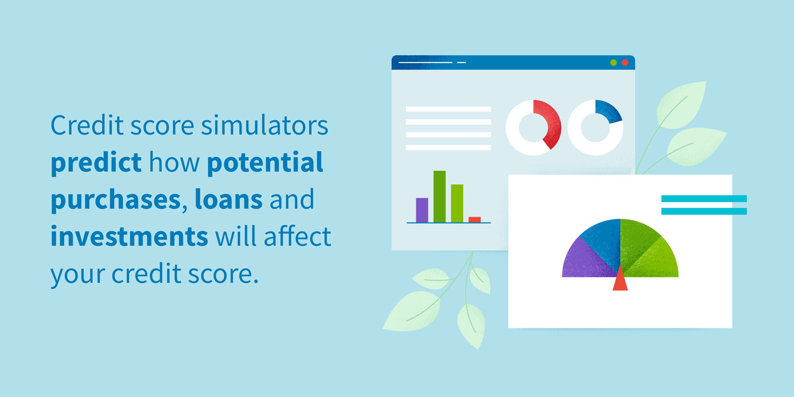 Credit score simulators predict how potential purchases, loans and investments will affect your credit score.