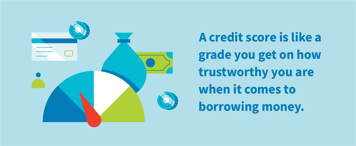 A credit score is like a grade you get on how trustworthy you are when it comes to borrowing money.