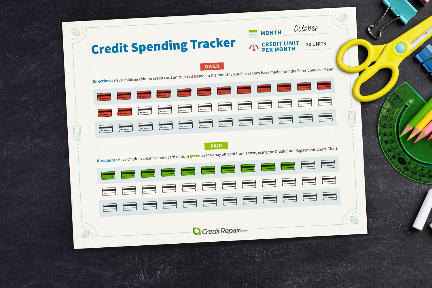 Credit spending tracker printable.