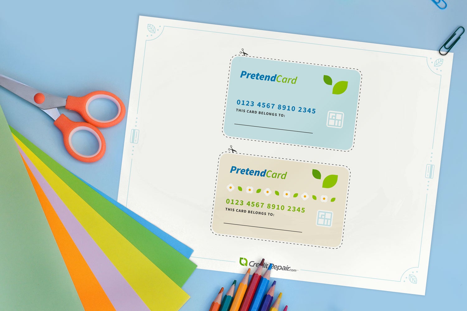 Pretend credit card printables.