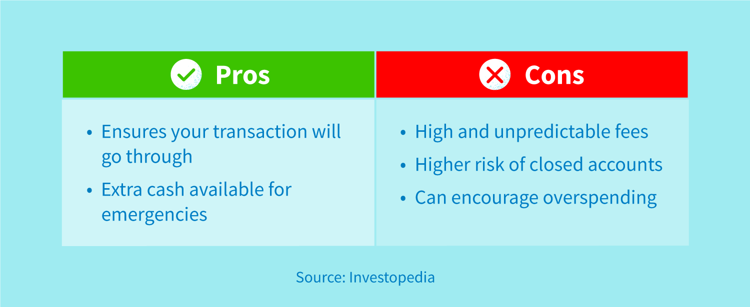 Pros and cons of overdraft protection.