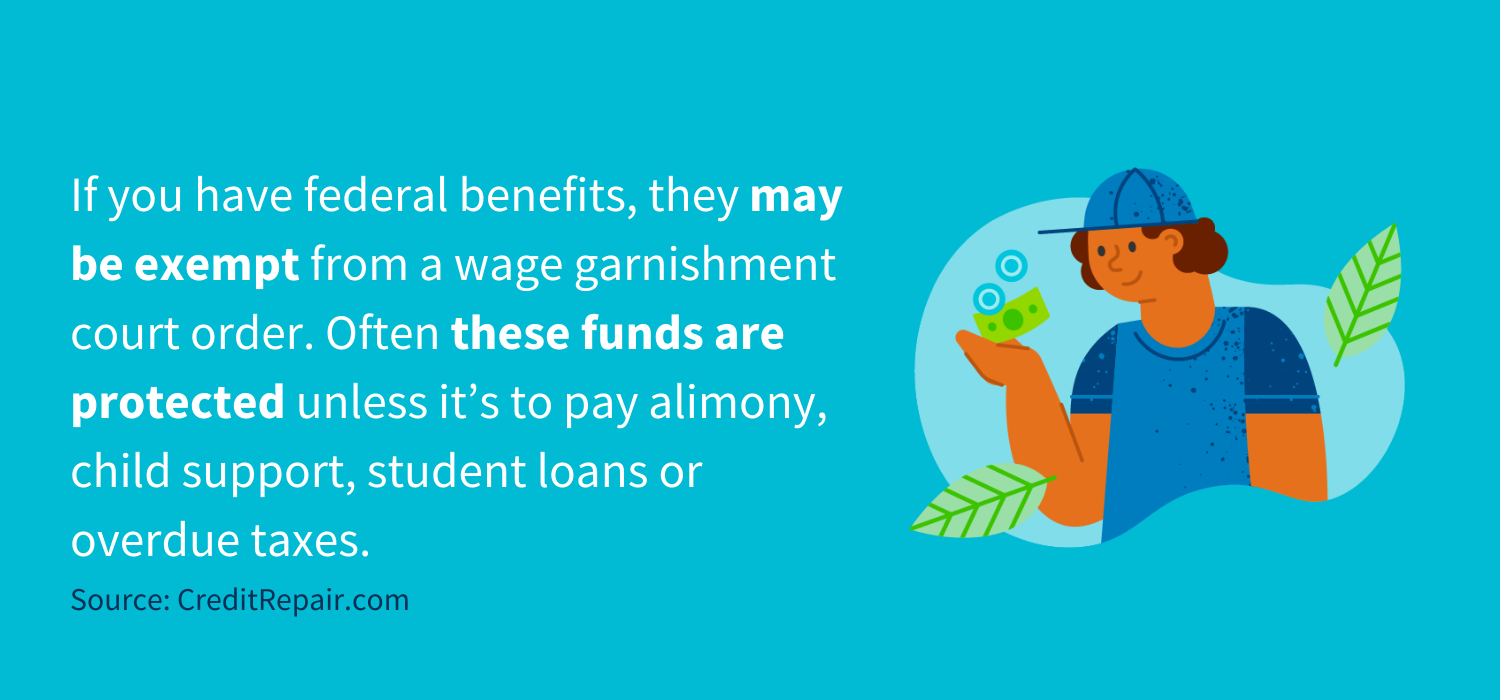 If you have federal benefits, they may be exempt from a wage garnishment court order. 
