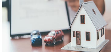 model house and cars